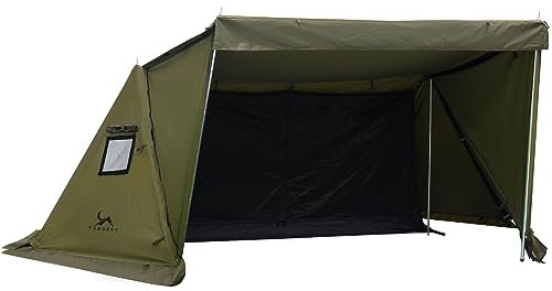 TOMOUNT House Tent Cotton 1 Person Minilite Shelter Tent with Inner Tent and Oven Hole for Tent Stove 4 Seasons Camping Tent for Outdoor, Camping, Hiking, Trekking