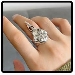 Caiguoer Gothic-Ringe, Totenkopf-Ring, Adler, Schnabel, Selbstverteidigung, Öffnungsring, Herren-Ring, Halloween-Zubehör, Metall