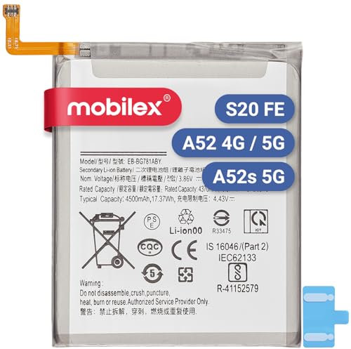 MOBILEX® Batteria interna per Samsung Galaxy S20 FE (4G/5G) / A52 (4G/5G) / A52s 5G (EB-BG781ABY) Ricambio | 4500mAh - OEM | Capacità originale