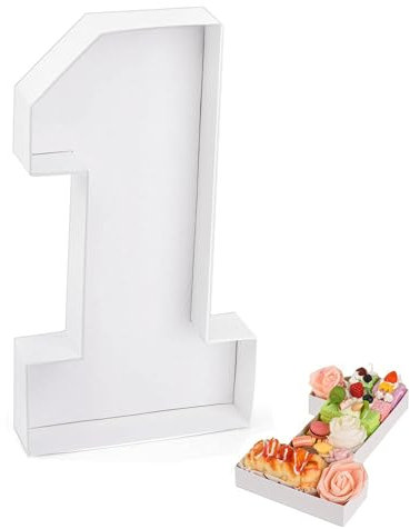 Hayaww Digitale Süßigkeitenbox Pappmaché-Zahlen Zahlenboxen aus Pappe Pappbuchstaben für Wurstwaren Zahlenkartons geburtstagsdekoration geburtstagsgeschenk Pappnummern Wurstwarennummern Weiß (1)