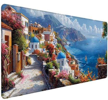 Paisaje Alfombrilla Ratón XXL 700x300 mm, Impermeable Antideslizante Mouse Pad Azul Diseño de Borde Cosido Alfombrilla Escritorio para Teclado Gaming Accesorios Escritorio PC, Regalos de Hombre U-Y