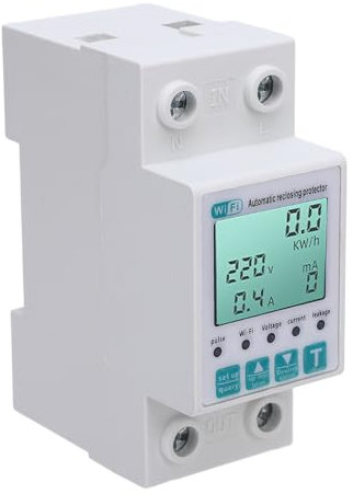 Smart Watt Meter 63A, App Fernbedienungssteuermonitor mit Timer, LCD -Anzeige, Sprachregelung für Home Energy Monitor, Spannungsstrom -Leckwächter, WiFi Energy Meter Protector