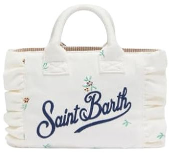 Saint Barth MC2 MC2 Tasche Mini Vanity Volant aus Sand mit Blumenstickerei, mehrfarbig, Einheitsgröße