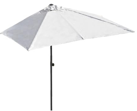 FORRTY Sonnenschirm Halbrund Halber Terrassenschirm Wandmontiert Rechteckig Mit Kurbelmechanismus, UV-Schutz & Windfest, Höhenverstellbar Mit Wasserfüllfuß Halber Sonnenschirm Für Balkon, Garten(Weiß,