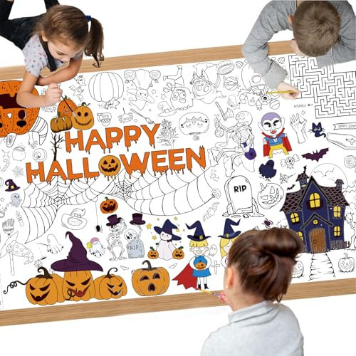 Eroionet Halloween Mal-Tischdecke 180x90cm Ausmalposter Kinder