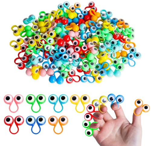 100 Stücke Augen Finger Spielzeug, Farbe Eye Ring Fingerpuppen, Augen Fingerpuppen Spielen für Kinder, Pädagogisches Fingerspielzeug, Partygeschenke für Jungen und Mädchen (Gelegentliche Farbe)