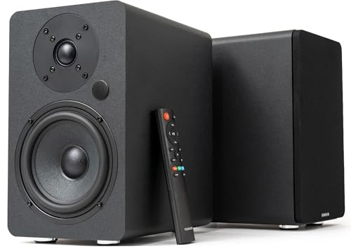 VULKKANO A5 ARC MKII Altavoces Autoamplificados con Woofer de 5.25, Bluetooth 5.0, HDMI ARC, Optica, RCA, USB, con Salida Subwoofer, Altavoces para la TV con Diseño Elegante, Color Negro