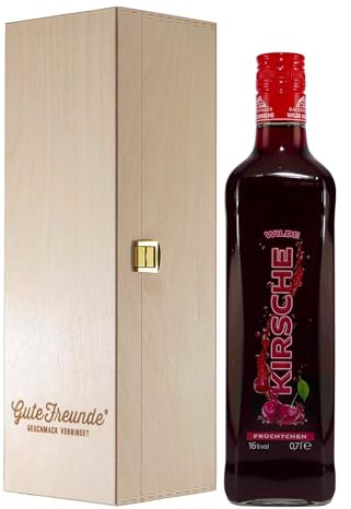 Bauernhaus Wilde Kirsche Likör mit Geschenk-Holzkiste
