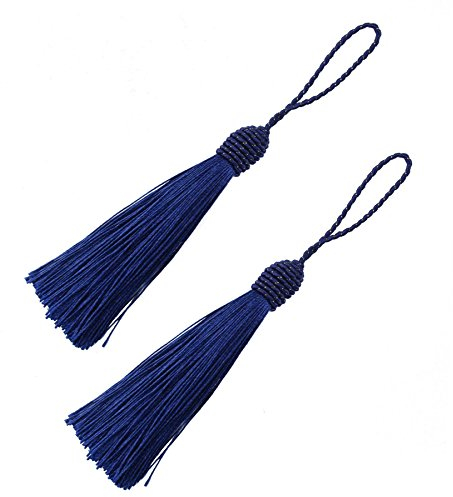 20pcs 15.5cm/6 Inches Silky Floss Bookmark Tassels with 2-Inch Cord Loop and Small Chinese Knot for Jewelry Making, Souvenir, Bookmarks, DIY Craft Accessory (Dark Blue)