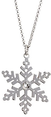 Aka Gioielli® - Damen Schneeflocken Kette Sterling Silber 925 Rhodiniert Anhänger mit Swarovski Kristall