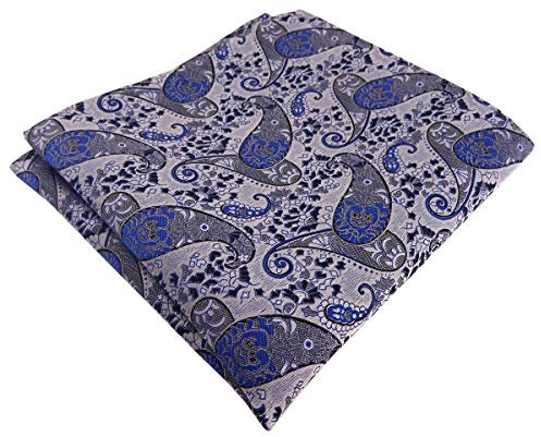 TigerTie Designer Einstecktuch in blau marine royal silbergrau Paisley gemustert