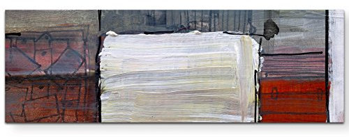 Paul Sinus Art Leinwandbilder | Bilder Leinwand 150x50cm abstraktes Gemälde mit weißem Rechteck