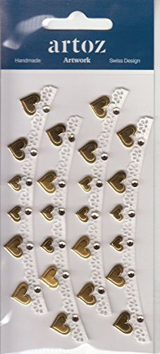 Artoz Artwork 3D Motiv-Sticker 185570-79Herzen Bordüre Gold, Handmade(1)