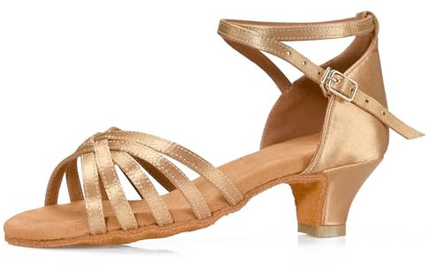 TRIWORIAE - Donna Bambina Scarpe da Ballo Latino/Sala da Ballo/Standard Tacco 4cm Beige 34 EU