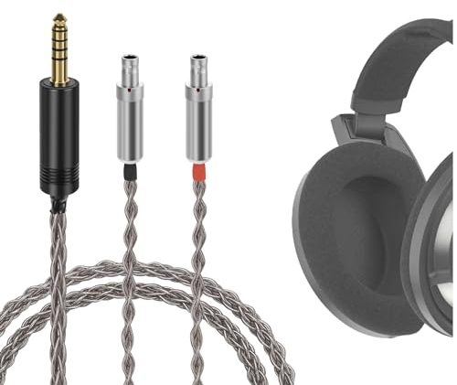 Geekria Apollo Single Crystal Silver Câble Audio de Mise à Niveau Compatible avec HD800 HD800S HD820,Cordon de Remplacement de 4,4 mm pour Casque Hi-Resolution Audiophile (4 Pieds / 130 cm)