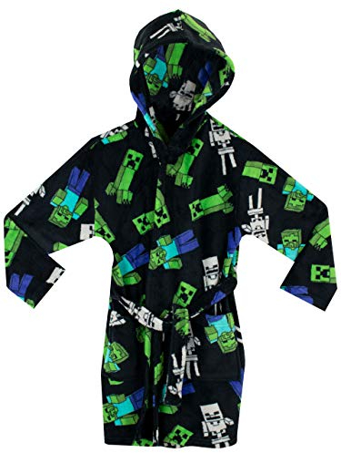 Minecraft Jungen Creeper Bademäntel Schwarz 158