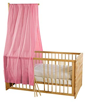 Bio Baby Betthimmel 100% Bio-Baumwolle (kbA) GOTS zertifiziert, Rosa, 115 x 300 cm