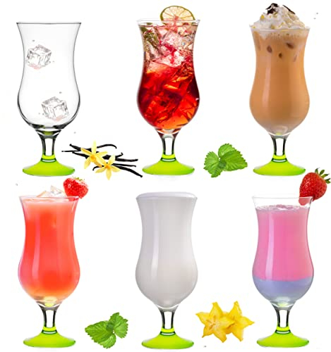 Platinux Verres à cocktail 400ml (max. 470ml) Jeu de verres (6 pièces) Verres à longdrink Verres à milk-shake Vert