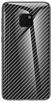 MadBee Funda para Huawei Mate 20 Pro [con Protector de Pantalla],9H Cristal Templado [Patrón de Fibra] [Resistente a los Arañazos] + Borde de TPU Silicona Suave Fundas Case Cover (Negro)