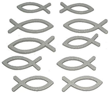 Holzfisch I 60 Stück I silber I 4cm + 5 cm I Streudeko Taufe Kommunion