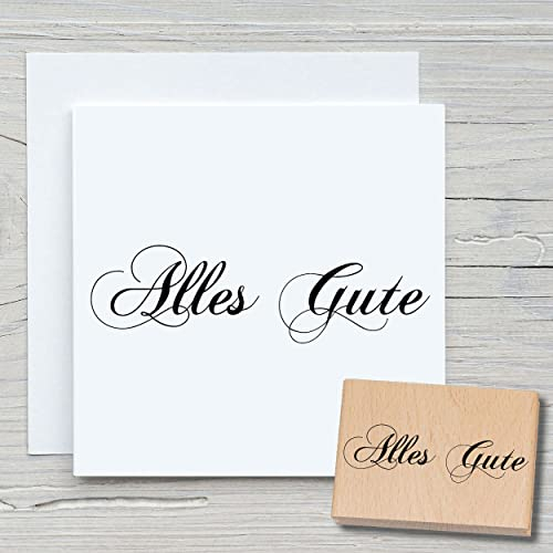 NEWSTAMPS Stempel Alles Gute Motivstempel aus Holz & Gummi zum Karten basteln, Holzstempel, Geburtstag, Happy Birthday, Sprüche, Spruchstempel, Scrapbook, Textilstempel, Deko