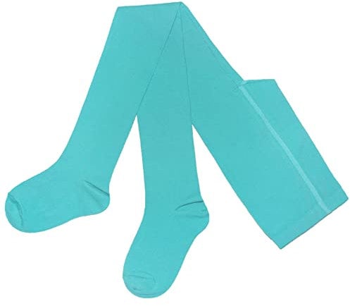 Weri Spezials Baby und Kinder Strumpfhose Baumwolle für Mädchen UNI Glatt in mehreren Farben (92-98, Türkis)