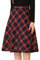 Allegra K Damen Tartan Plaid Hohe Taille Gürtel Vintage A-Linie Midi Rock, rot, blau, Klein