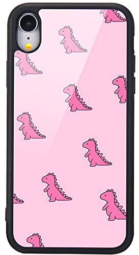 MAYCARI Adorable Dinosaur(Pink) Phone Case for iPhone 7/8/SE 2020, Lovely Case with Soft TPU Bumper Aluminum Hard Back Scratch Resistant Shockproof Girly Cute Cover Case for iPhone 7/8/SE 2020