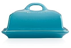 Le Creuset Beurrier en grès, 900 g, 17 x 12,5 x 9 cm, Bleu Caraïbes, 80837171700003