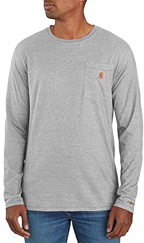 Carhartt Men's Force Relaxed Fit Midweight Long-Sleeve Pocket Work T-Shirt, Heather Grey, L