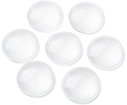 beadsvision 50 Glas Cabochons klar 30mm Glascabochons rund durchsichtig Rückseite flach Kuppel transparent (30mm)