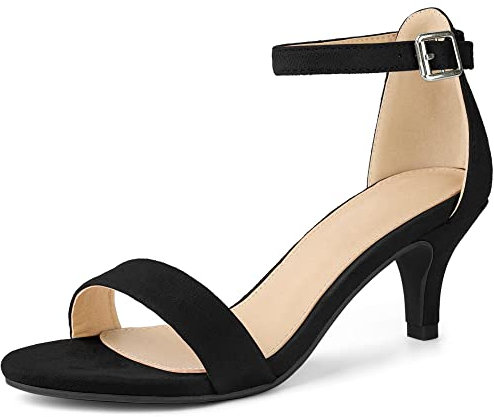 Perphy Offener Zehenbereich Kitten Heel Knöchelriemen High Heels Sandalen für Damen, schwarz, 40 EU