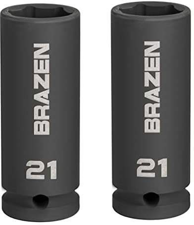 BRAZEN 21mm Impact Socket Two Pack (1/2 Drive, Deep)