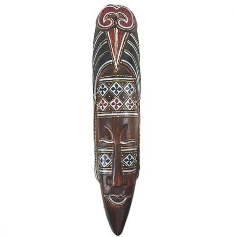 Coco Papaya Maske, Motiv Batik, Holz, 50 cm, Wanddekoration, Afrikanischer Stil