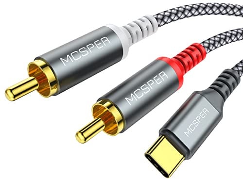 Cavo audio da USB C a 2 RCA, 6,6 Ft Tipo-C a RCA maschio Y RCA Splitter, 2RCA Jack USB-C Cavo audio per telefono, tablet, Home Theater, DVD, amplificatore, altoparlante, stereo per auto