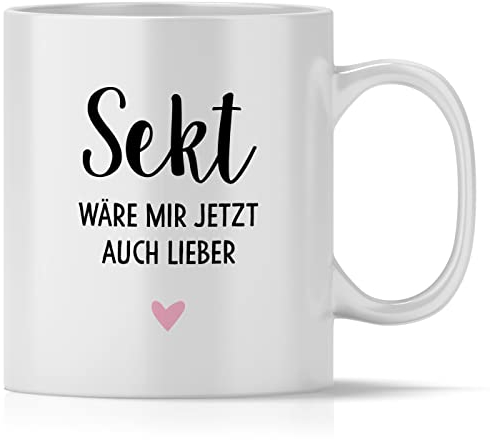 mindmonkeys® Tasse mit Spruch Sekt wäre mir lieber mit Spruch Witzig Geschenk Geschnekidee zum Geburtstag Keramik 300 ml