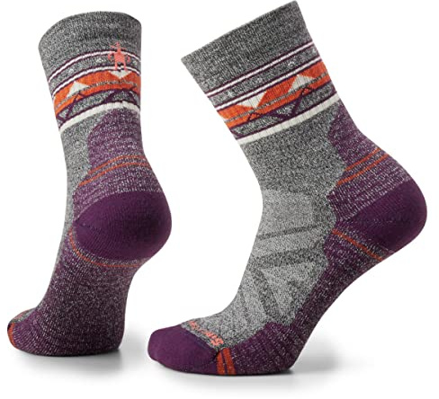 Smartwool Damen Women's Hike Light Cushion Zig Zag Valley Mid Crew Socks, ASH/CHARCOAL, M EU
