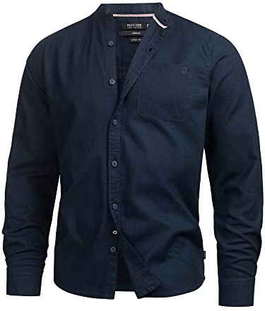 Indicode Herren INRaffi Langarmhemd aus Baumwoll-Leinenmix mit Brust-Tasche | Klassisches Herrenhemd aus 70% Baumwolle mit Brusttasche, Freizeithemd, Langarmhemd, Baumwollhemd, Casualhemd für Männer