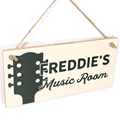 Personalised Music Room Sign - Custom Name Bedroom Door Sign for the avid guitarist Guitar Silhouette Graphics