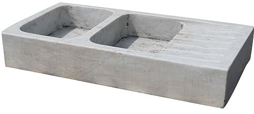 Biscottini Lavandino in marmo L122xPR61xH20cm, Lavandino da esterno e interno, Lavabo da appoggio pietra, Lavandino cucina