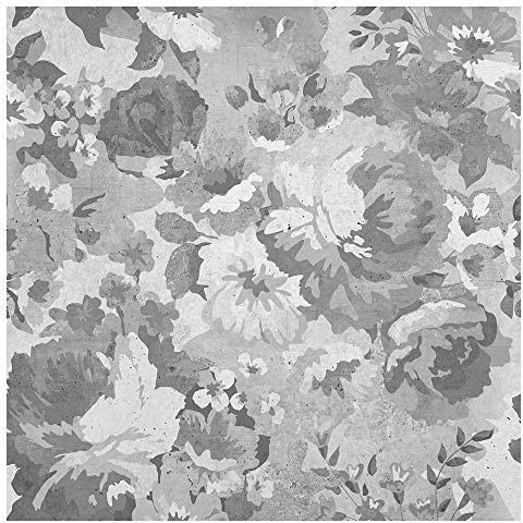 murando PREMIUM Vlies Tapete Blumen - Deko Panel Fototapete Wanddeko 10 m Tapetenrolle Mustertapete Wandtapete modern design Dekoration - Rosen Betonoptik grau b-A-0437-j-a