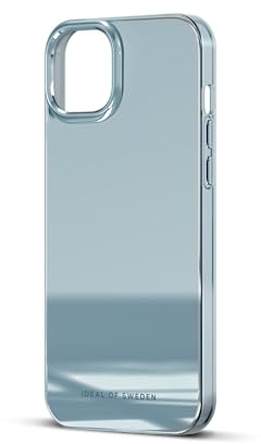 IDEAL OF SWEDEN Durchsichtige Handyhülle mit erhöhten Kanten und Nicht vergilbenden Materialien, fallgetesteter Schutz mit Spiegel Finish, kompatibel mit iPhone 15 Plus (Sky Blue Mirror)