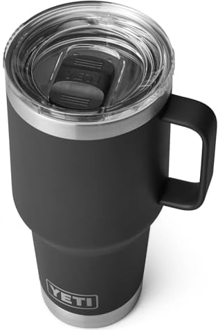 YETI Rambler - Tazza da viaggio in acciaio inox, con coperchio Stronghold, colore: nero, 887 ml