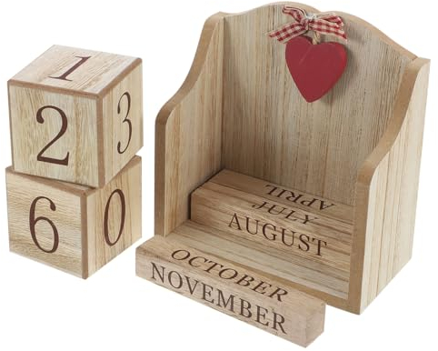 Lurrose 4 Stück Dekorativer Kalender Ewig 3-monats-kalender Tischkalender Aus Holz Blockiert Kalender Kleines Dekor Mintgrünes Dekor Holzblockkalender Büro Schreibtisch Hölzern Requisiten