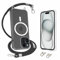 AHABIPERS Crossbody Lanyard Phone Case for iPhone 15 Case Kit, Classic Hybrid Magnetic Case Compatible with MagSafe (Clear) + Necklace Phone Cover with Adjustable Strap (Black) for iPhone 15 6.1 inch