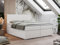 MKS MEBLE Boxspringbett 200x200, Bett 200x200 mit Matratze und Topper, Boxspringbett mit Bettkästen, Polsterbett mit Kopfteil - Lope - Weiß Kunstleder - H3