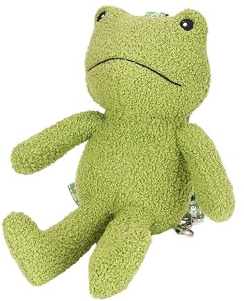 Amagogo Plüsch-Frosch-Rucksack, Reiserucksack mit verstellbaren Trägern, Leichter Tagesrucksack, Cartoon-Rucksack, lustig, für Mädchen und Erwachsene