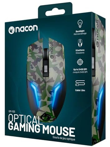 NACON GM-105 Forest Camo Ratón Gaming Óptico con Cable 2400DPI