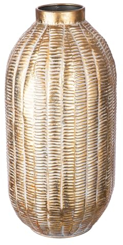Casablanca Deko Vase groß XL - Moderne Metallvase Dekoration Pampasgras Wohnzimmer - Geschenk Geburtstagsgeschenk - Farbe: Gold Höhe 48 cm