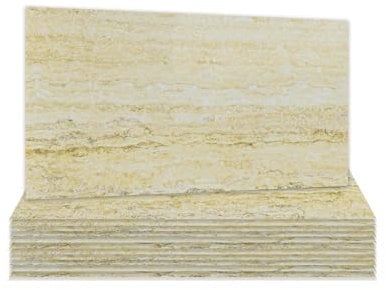 Hode 12 Pieces Beige Tile Stickers, 15cmx30cm Stick on Tiles, Self Adhesive Wallpaper, Vinyl Wrap for Kitchen Walls Waterproof (Glossy)